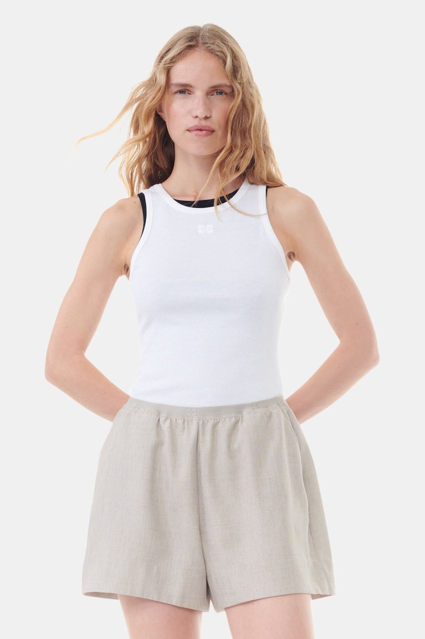 Soft Cotton Rib Tank Top bright white