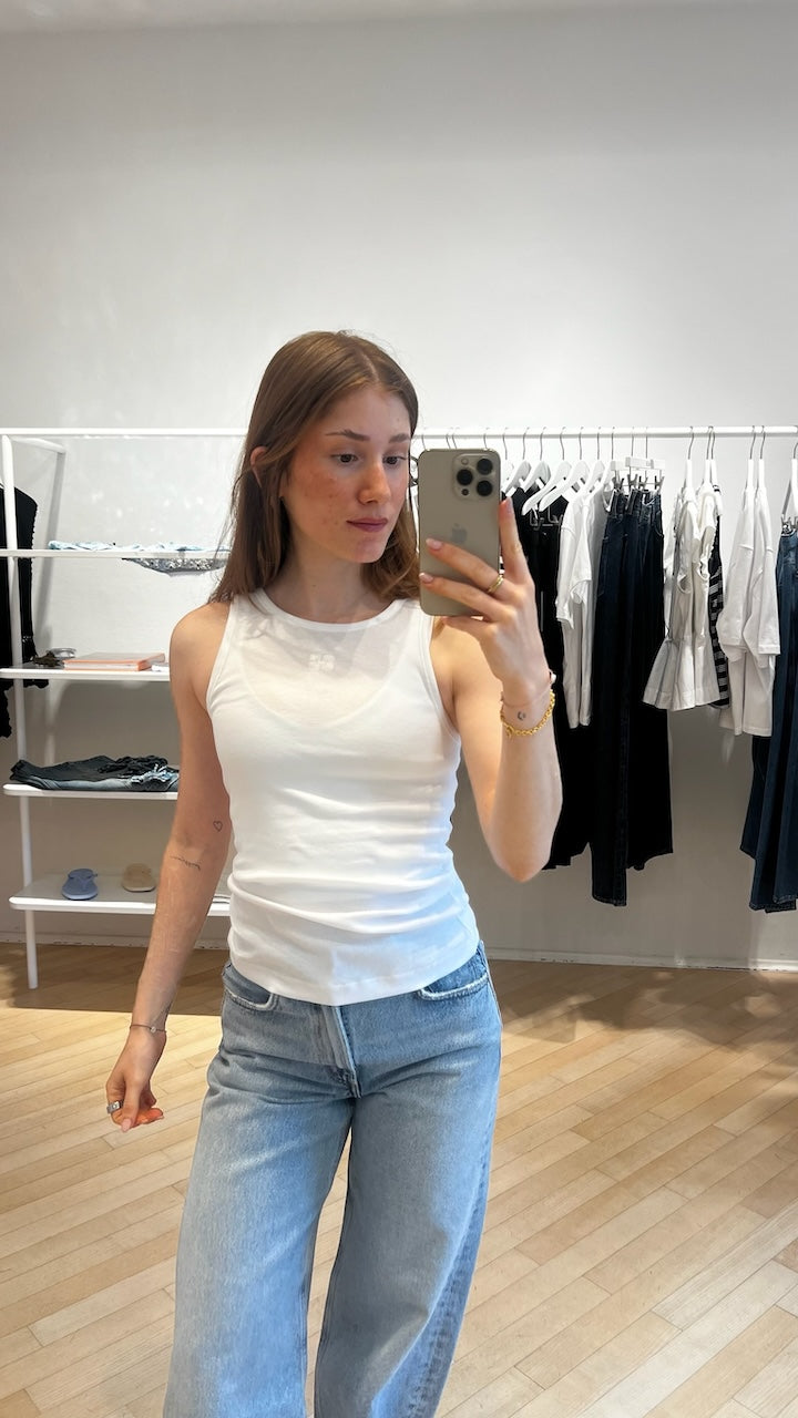 Soft Cotton Rib Tank Top bright white