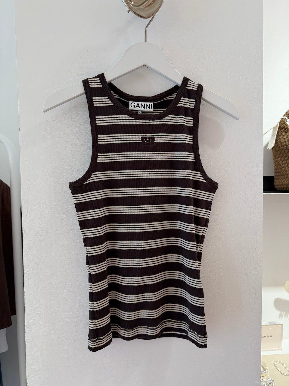Soft Cotton Rib Tank Top Stripe mole