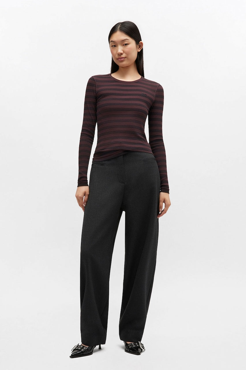 Soft Cotton Stripe Rib Longsleeve chocolate plum