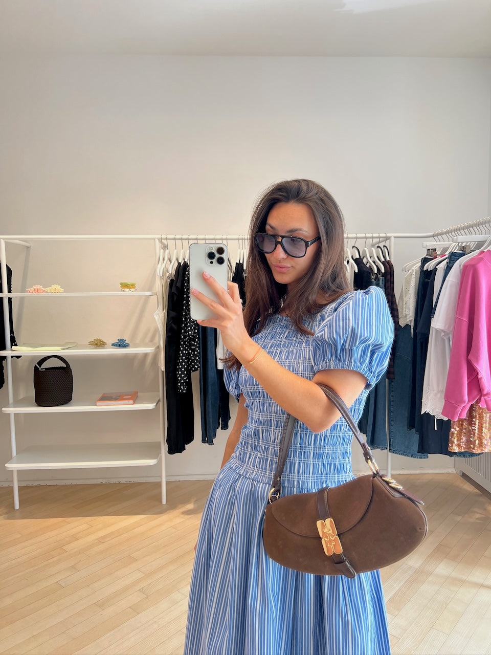 Stripe Cotton Dress nouvean navy