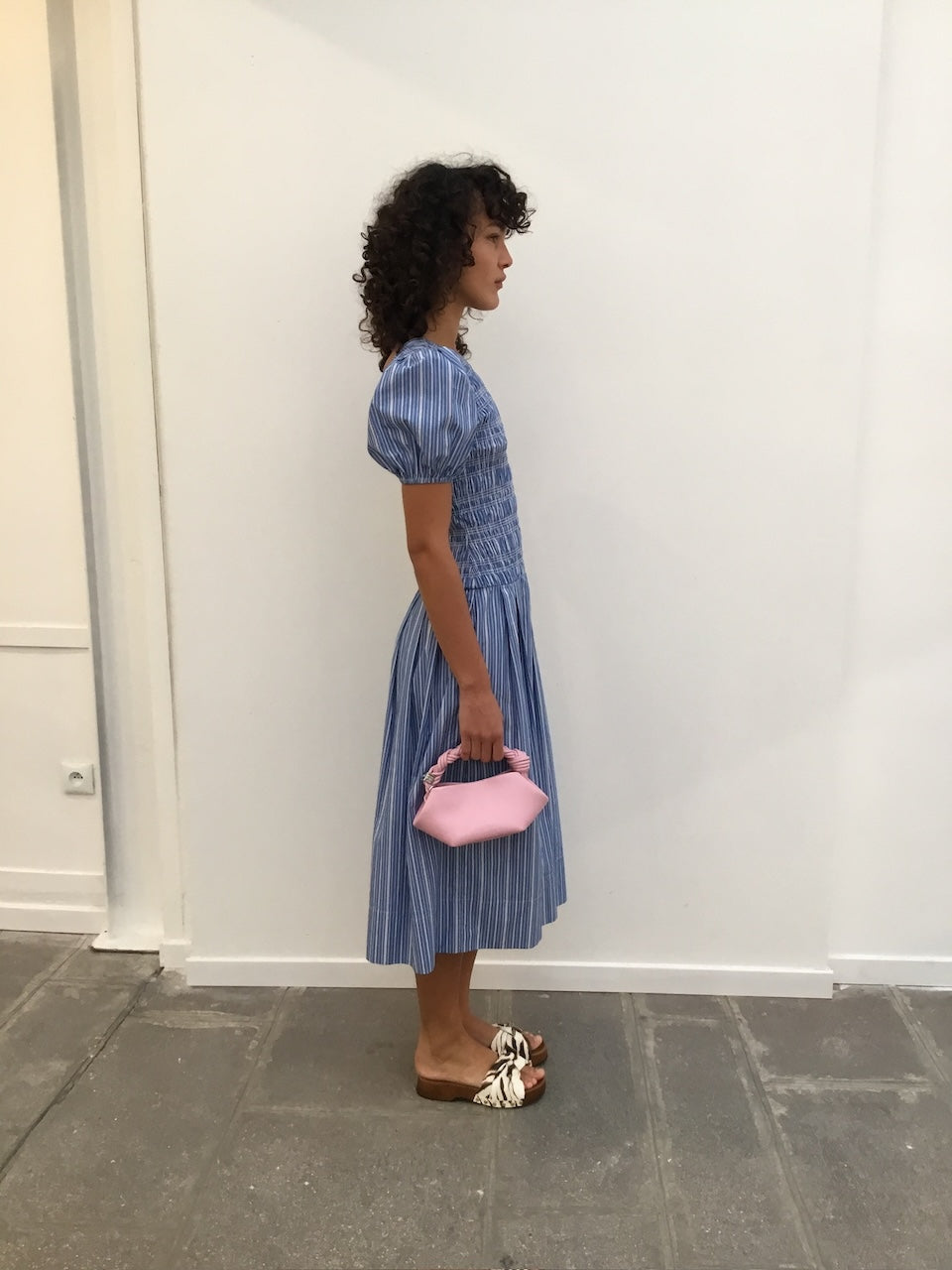 Stripe Cotton Dress nouvean navy