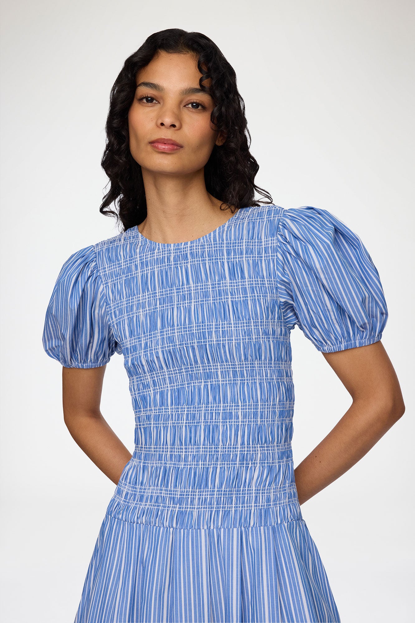 Stripe Cotton Dress nouvean navy
