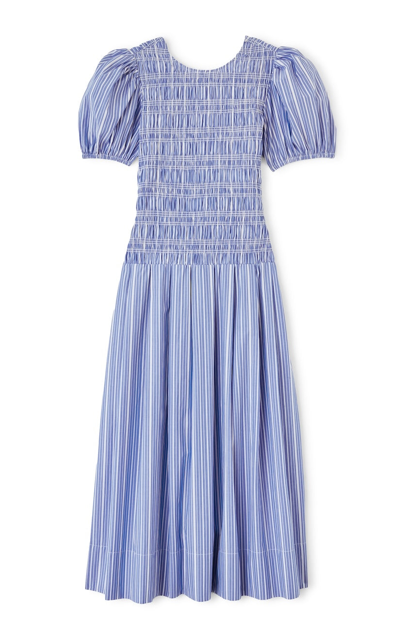 Stripe Cotton Dress nouvean navy