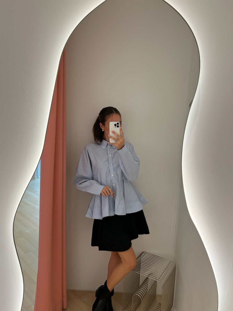 Stripe Cotton Peplum Shirt lavender lustre