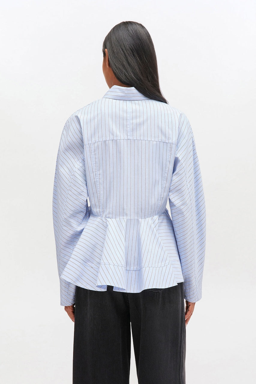 Stripe Cotton Peplum Shirt lavender lustre