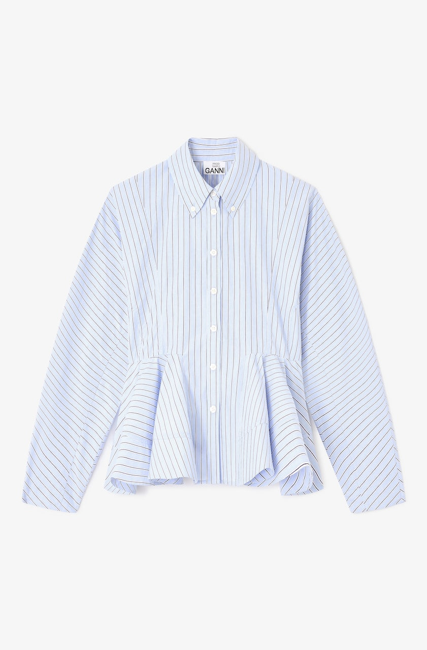 Stripe Cotton Peplum Shirt lavender lustre