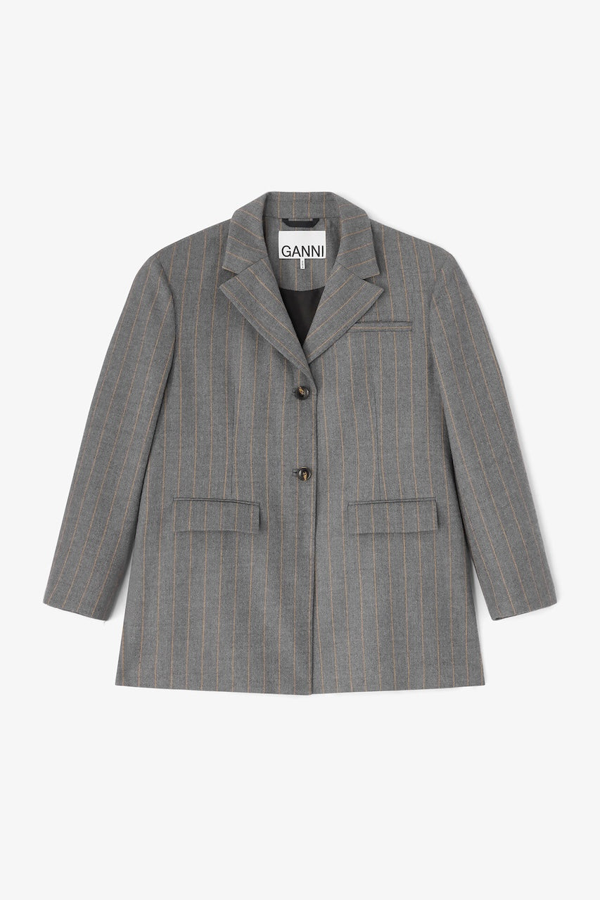 Wool Stripe Blazer pewter melange