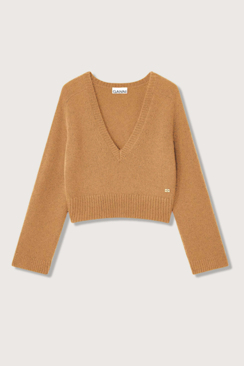 Wool Yak Mix Deep V-neck tiger's eye