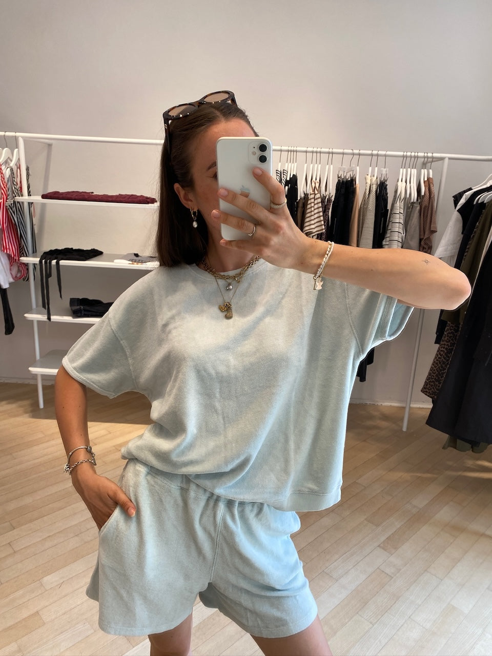 Frottee Shorts baby blue