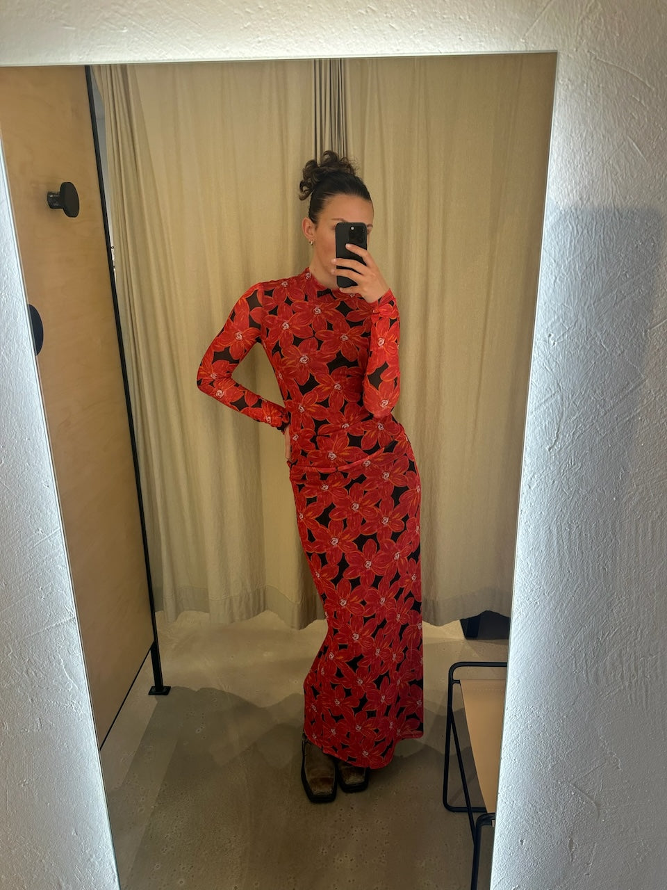 Jane Longsleeve spicy red flower