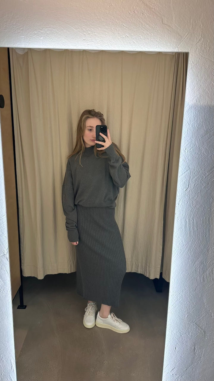 Ebba Maxi Knit Skirt dark grey