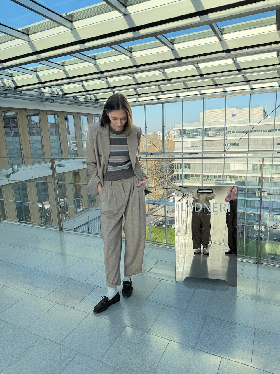 Barrel Pants taupe melange