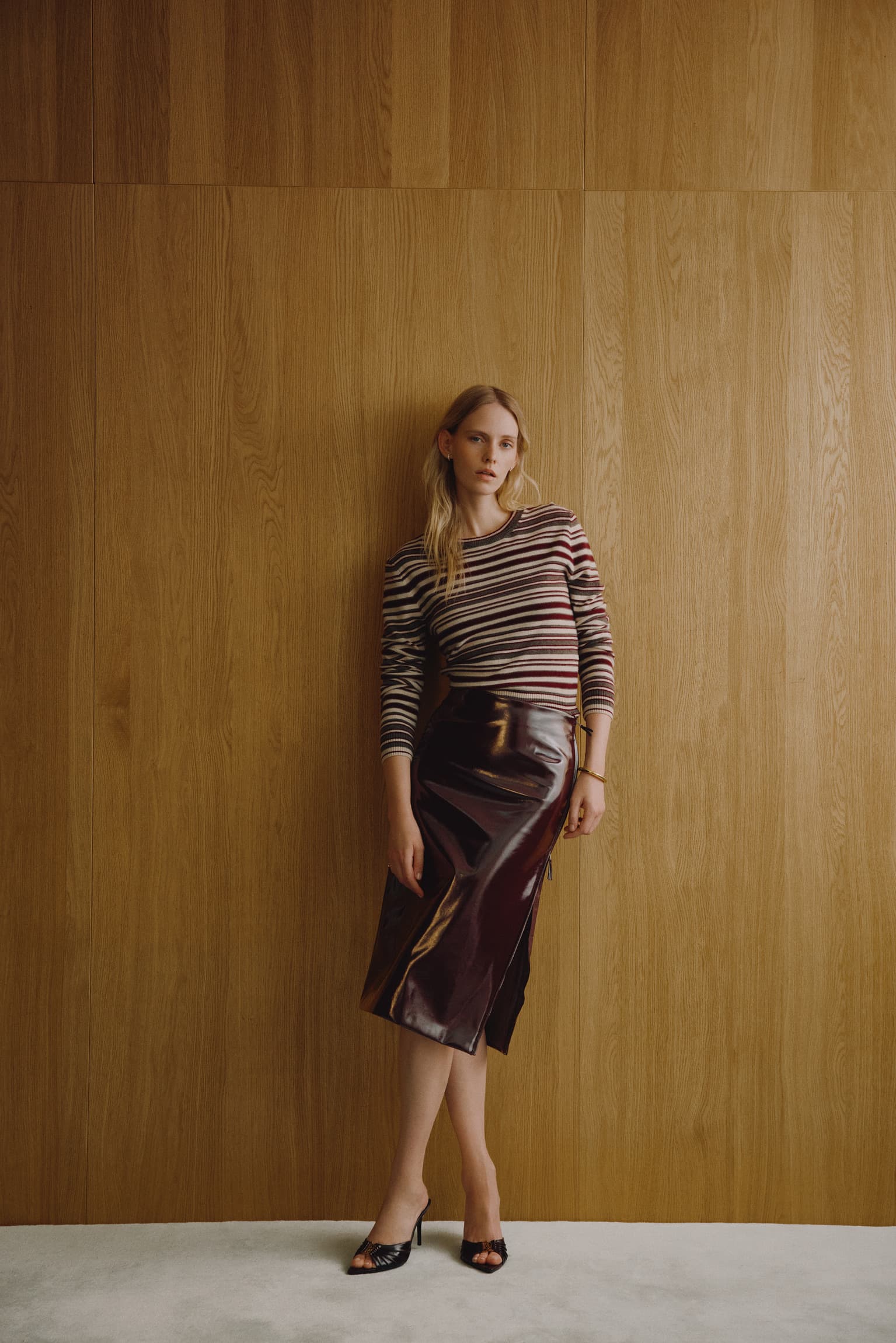 Lian Striped Longsleeve burgundy/brown/ivory