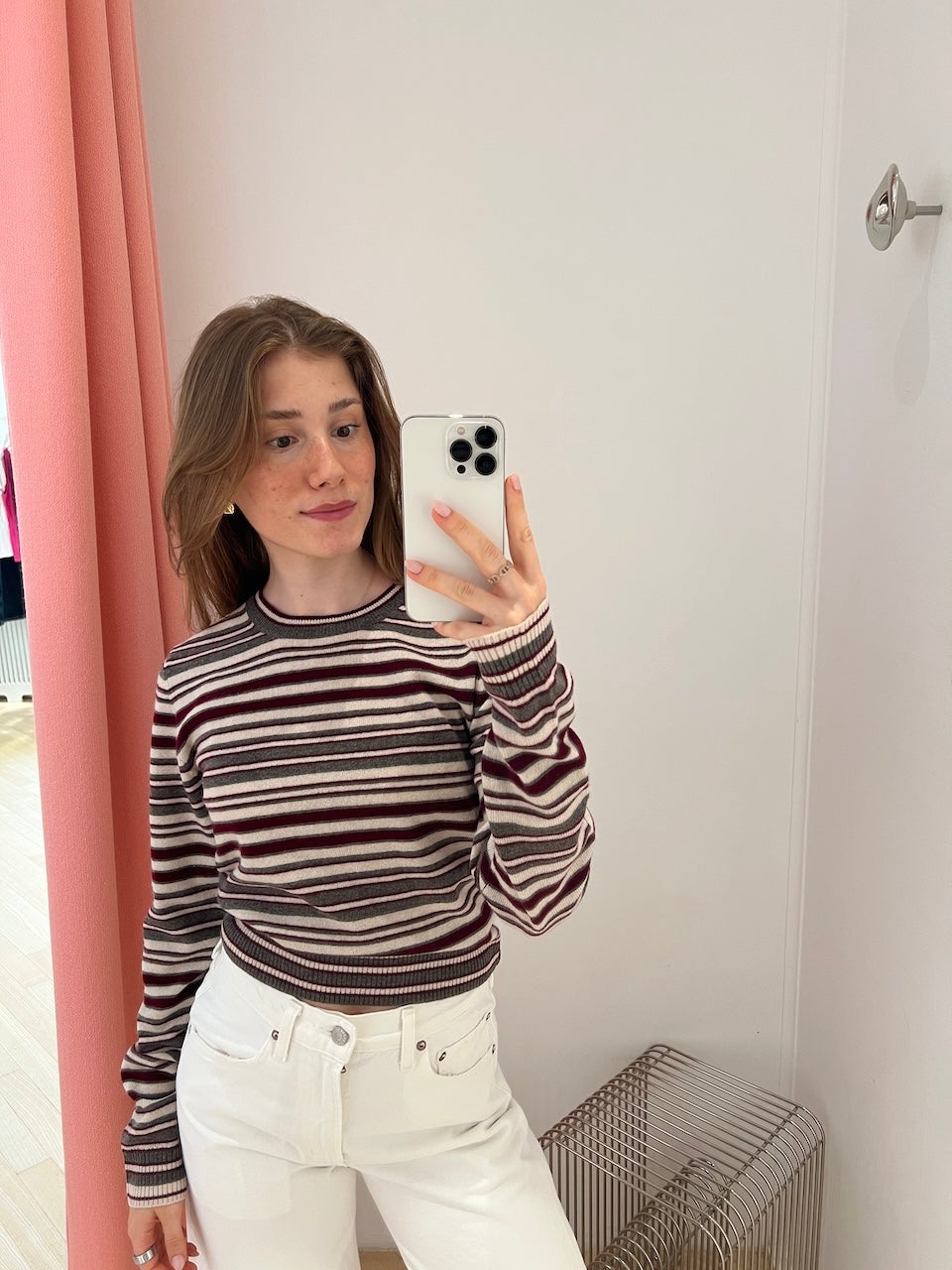 Lian Striped Longsleeve burgundy/brown/ivory