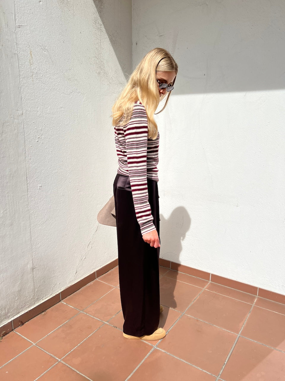 Lian Striped Longsleeve burgundy/brown/ivory