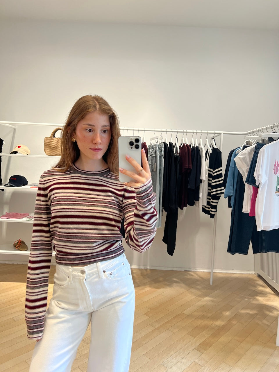 Lian Striped Longsleeve burgundy/brown/ivory