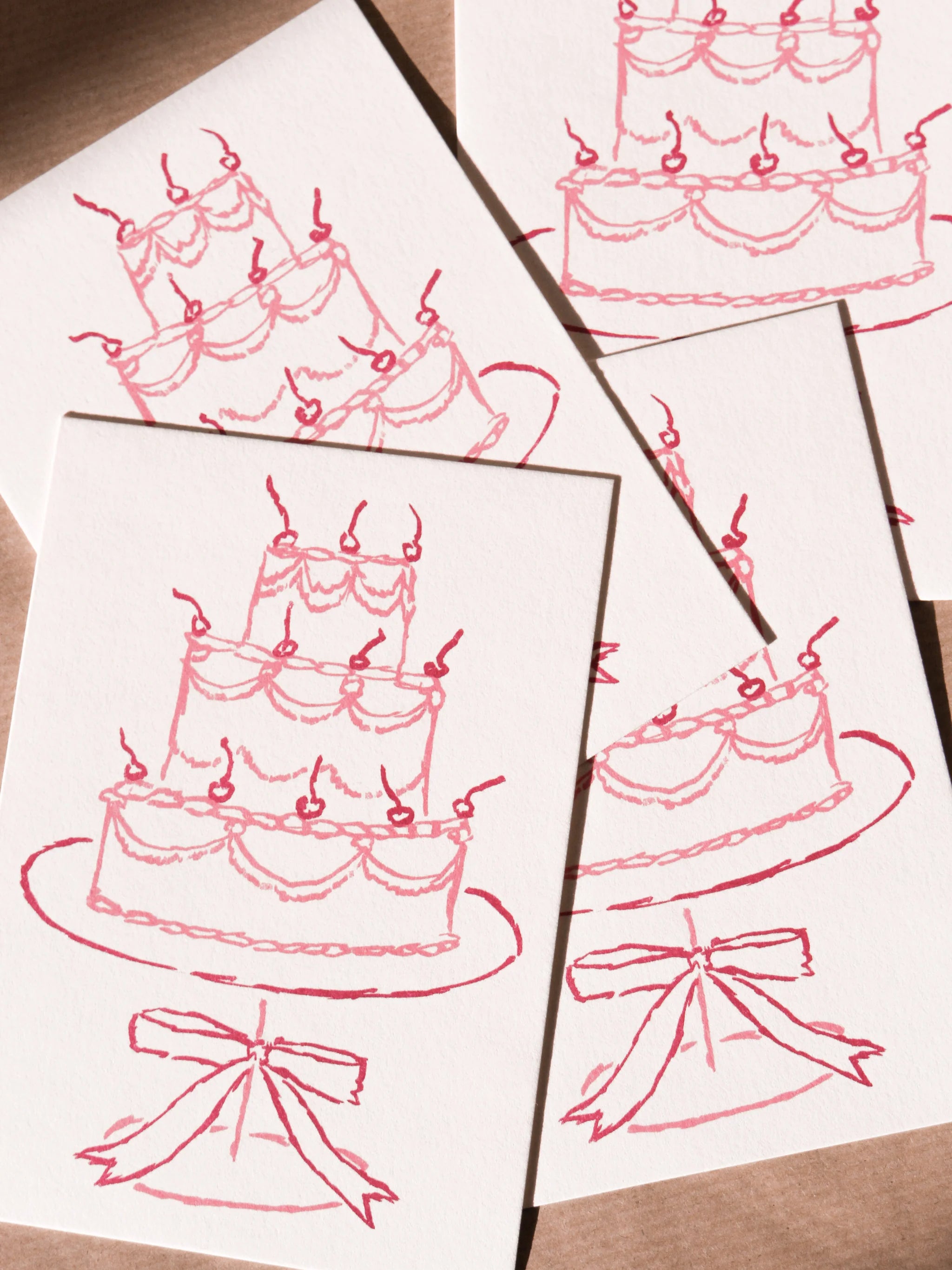 Postkarte Torte pink