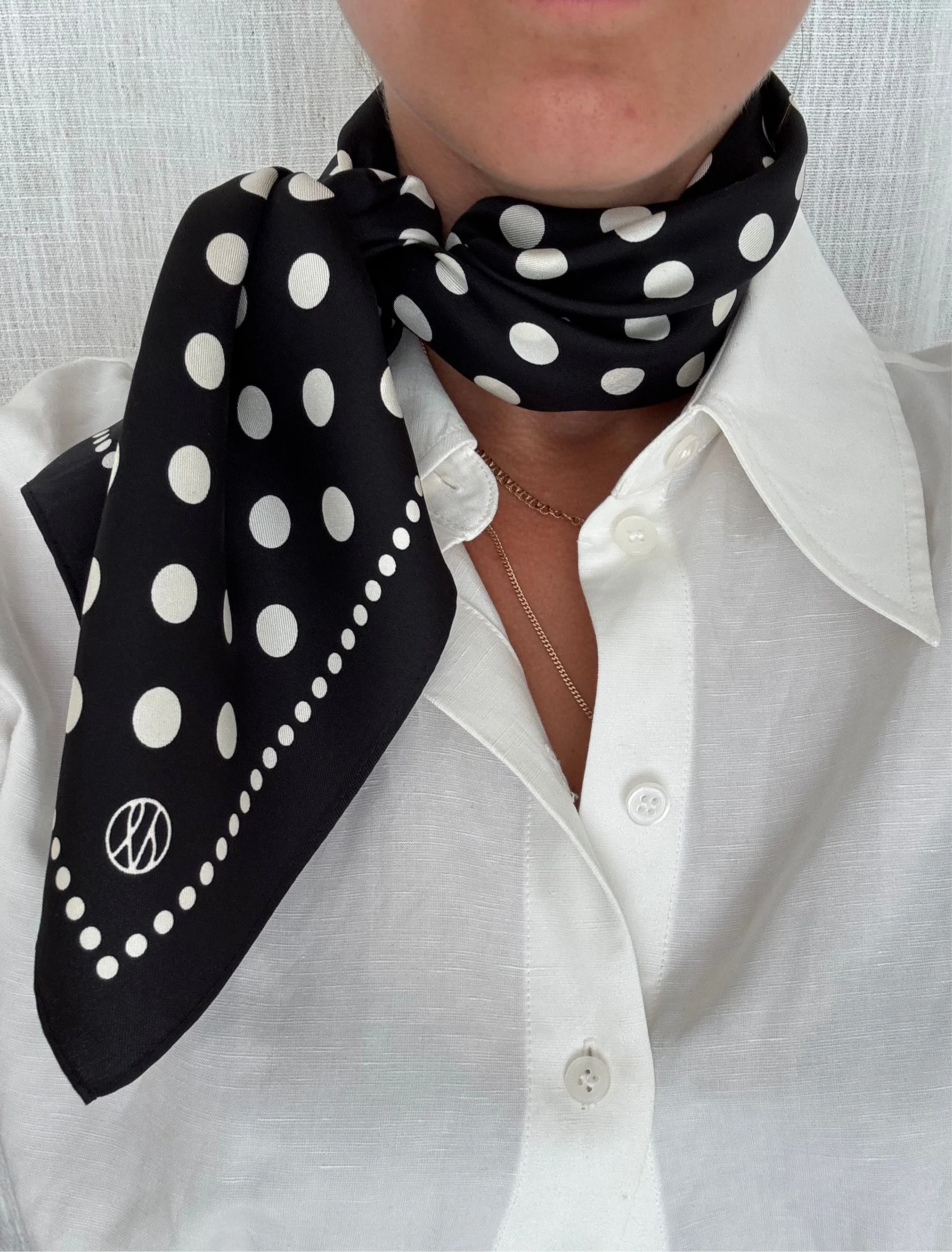Polkadot Scarf black/cream 65cm