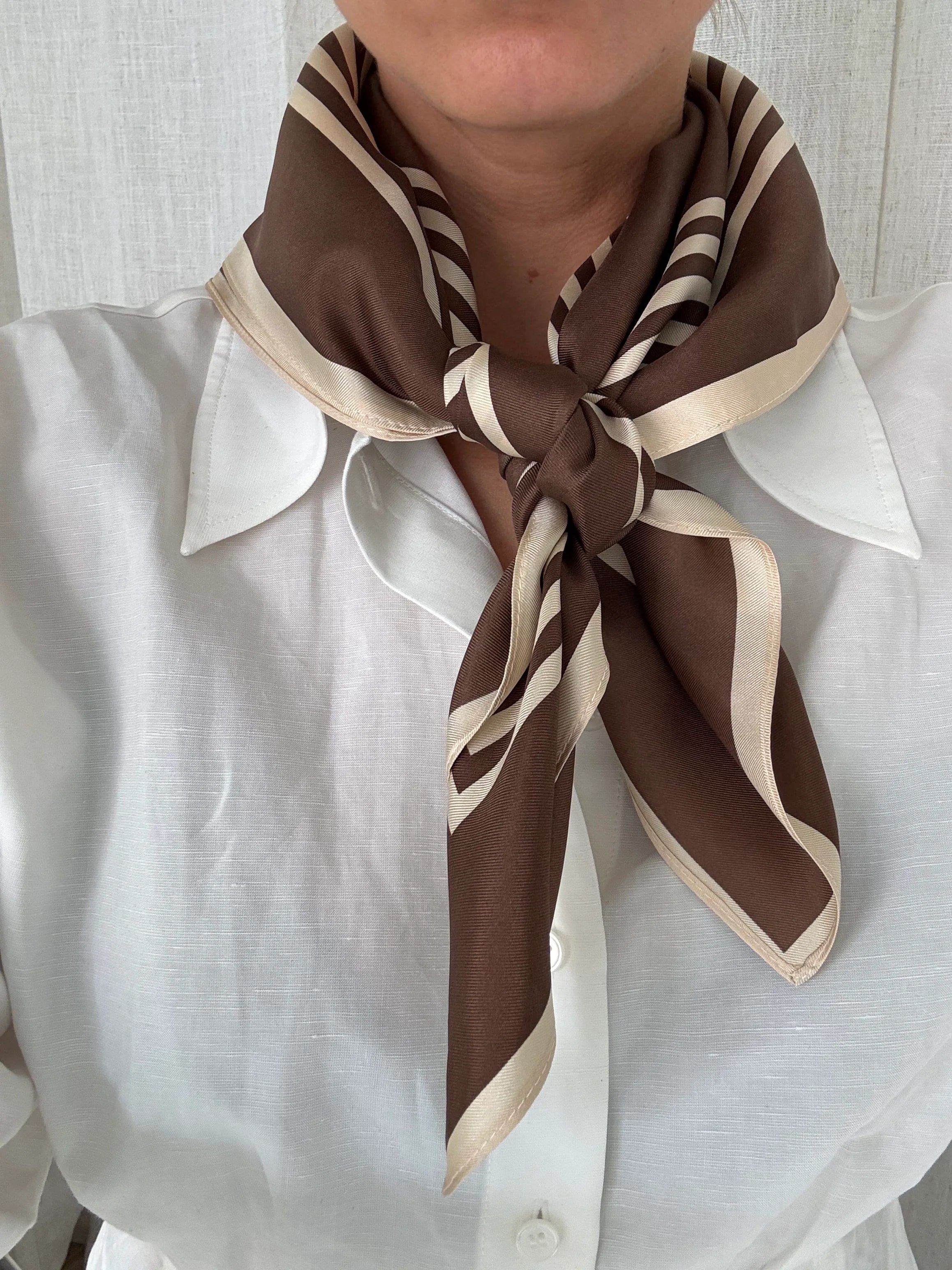 Striped Scarf mocha mousse/cream 65cm