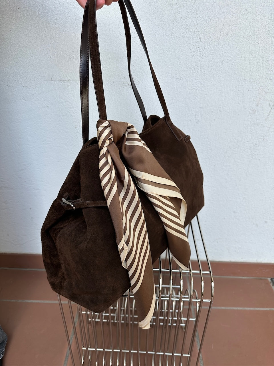 Striped Scarf mocha mousse/cream 65cm