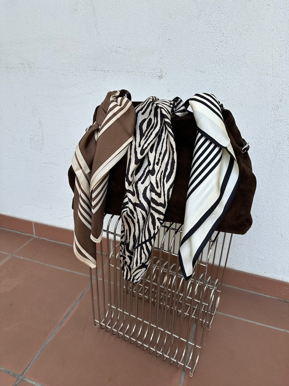 Zebra Silk Scarf cream/black 80cm