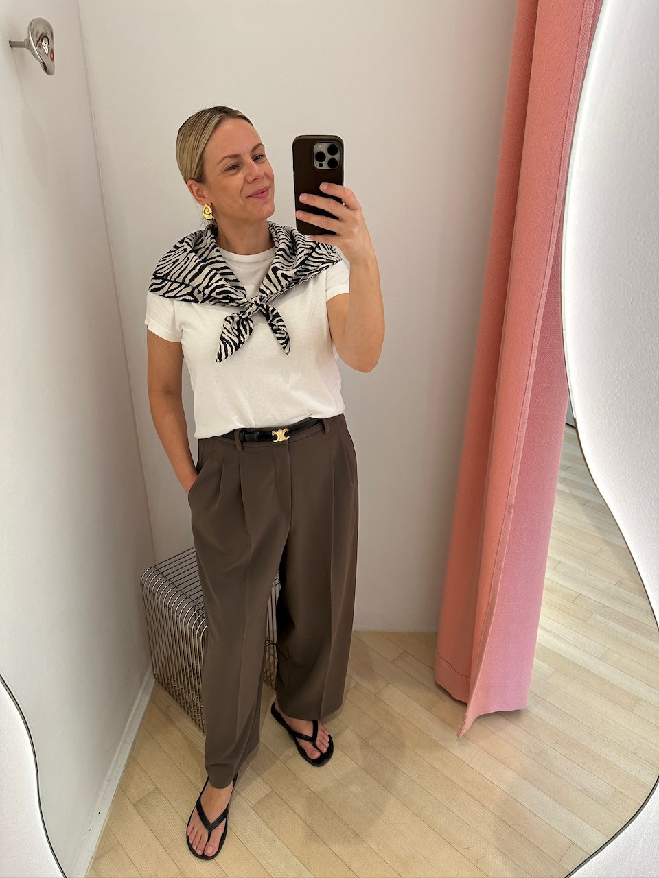 Zebra Silk Scarf cream/black 80cm