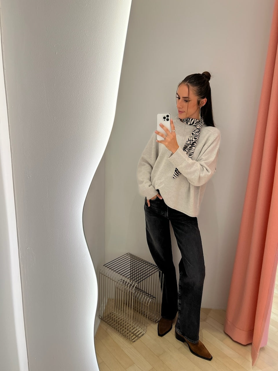 Zebra Silk Scarf cream/black 80cm