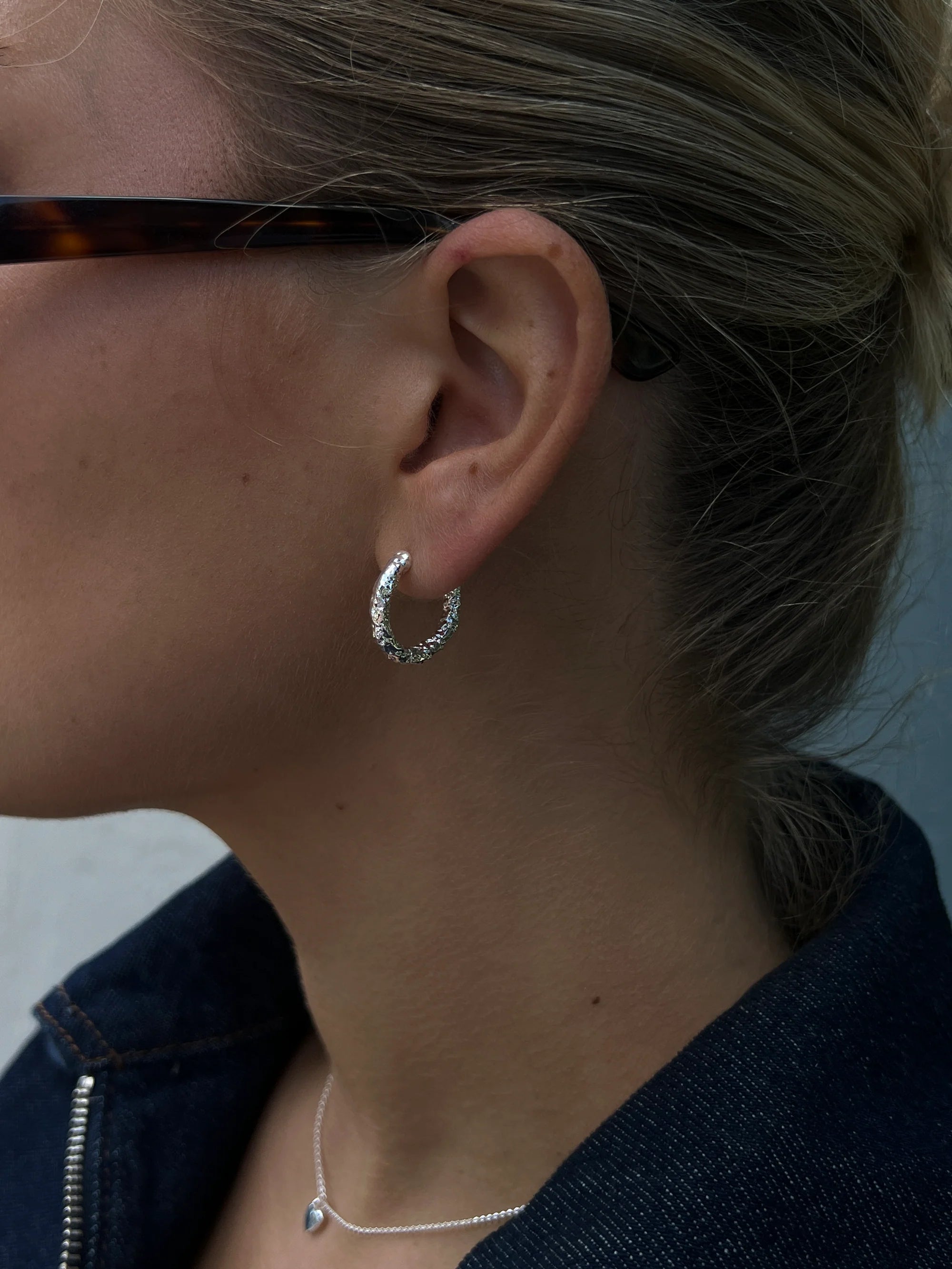 20mm Textured Hoops silver