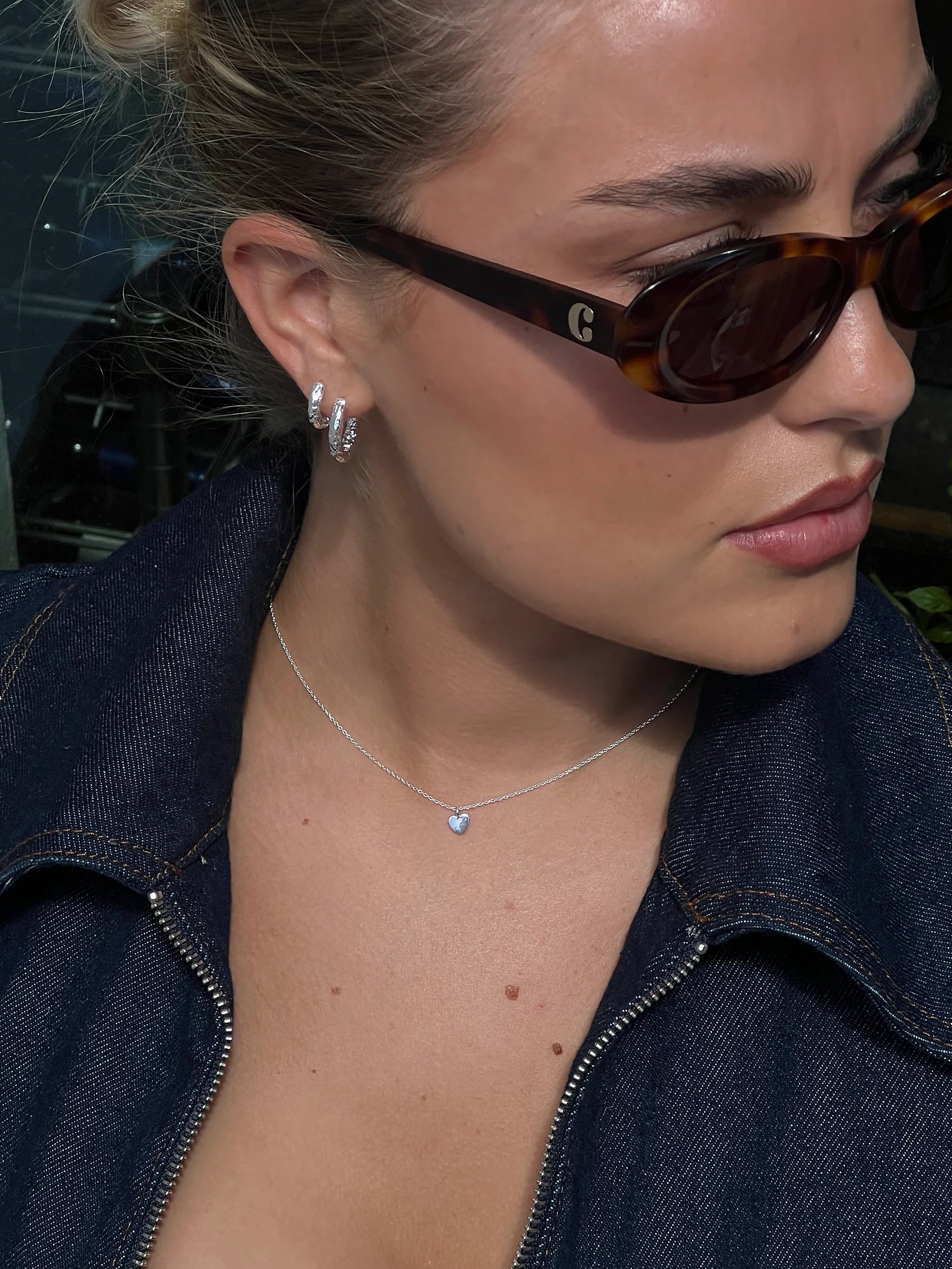 20mm Textured Hoops silver