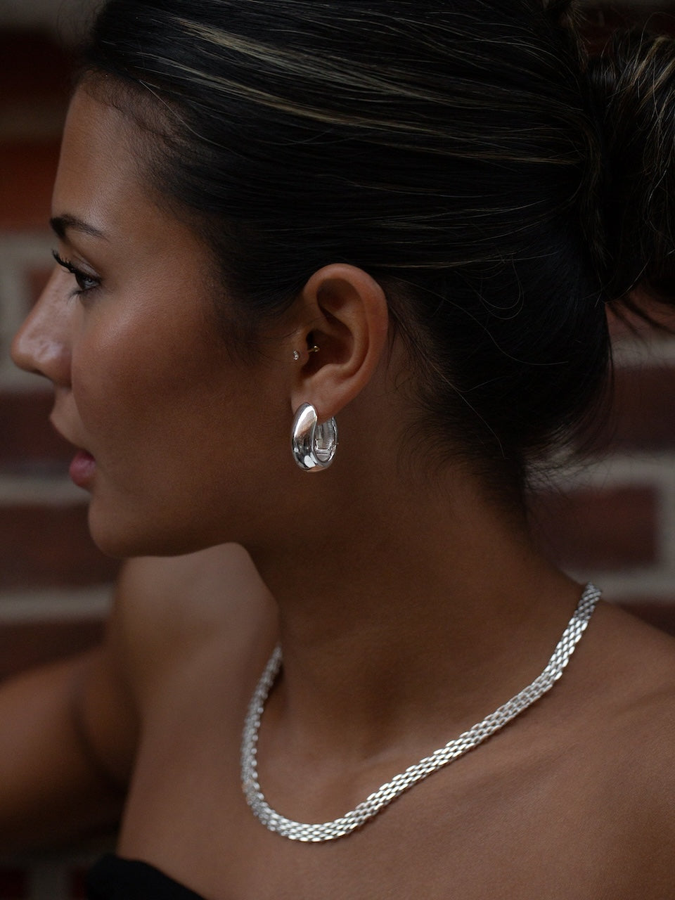 Oval Dome Hoops silver