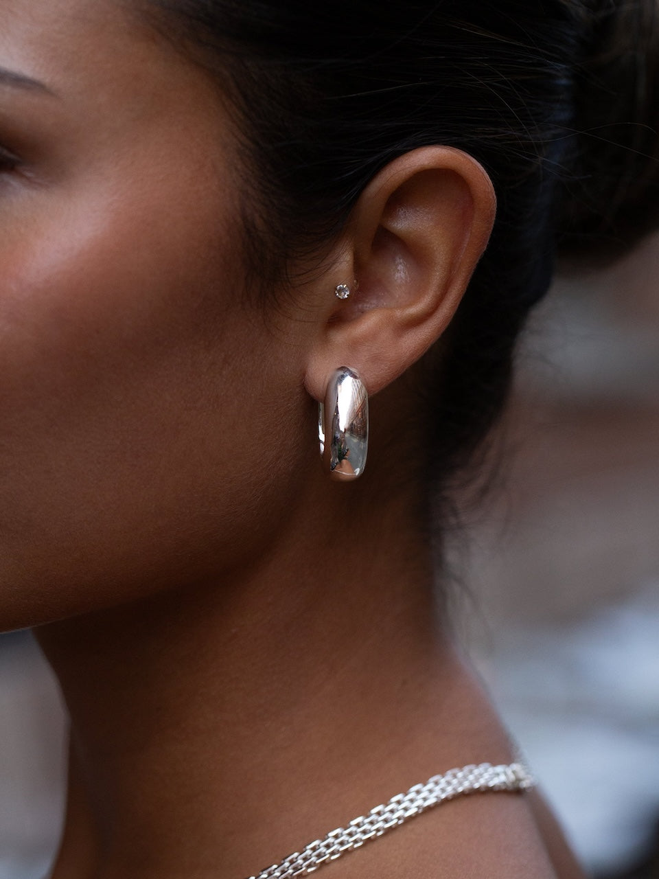 Oval Dome Hoops silver