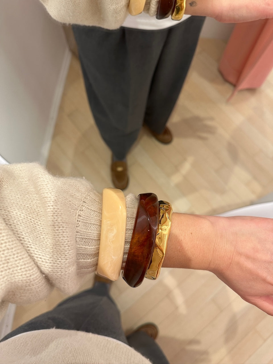 Resin Bangle Bracelet beige