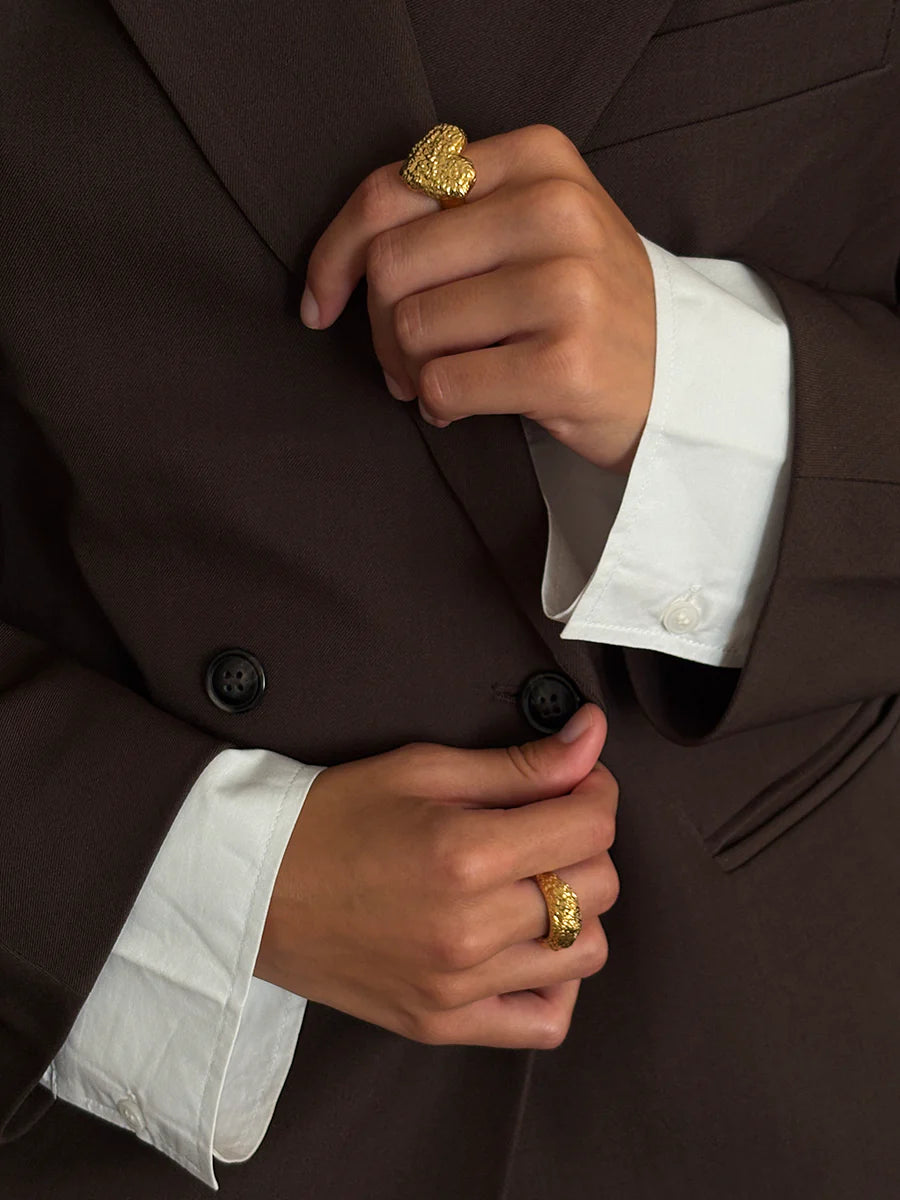 Textured Heart Ring golden