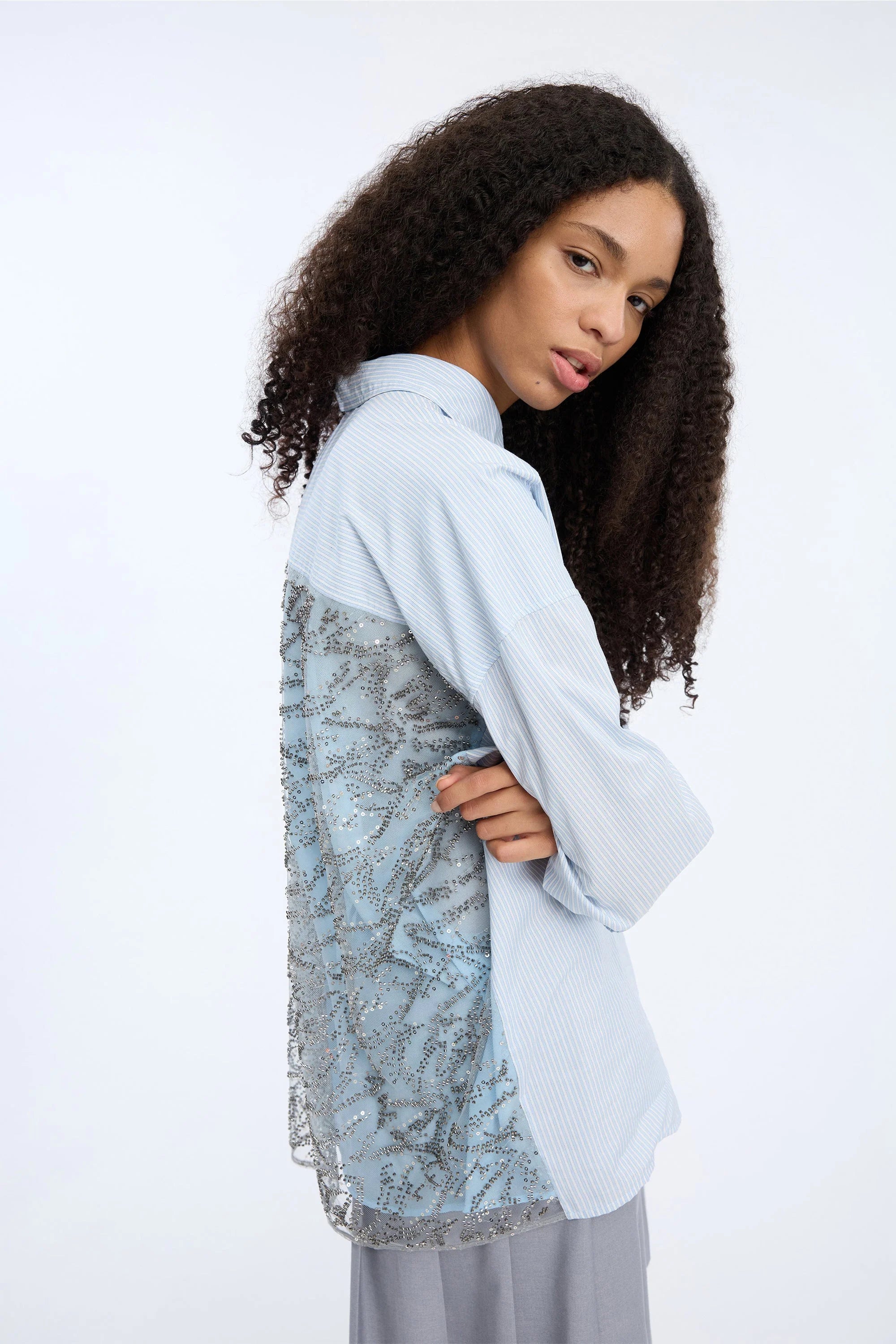 Vontario Top Blouse stripe blue