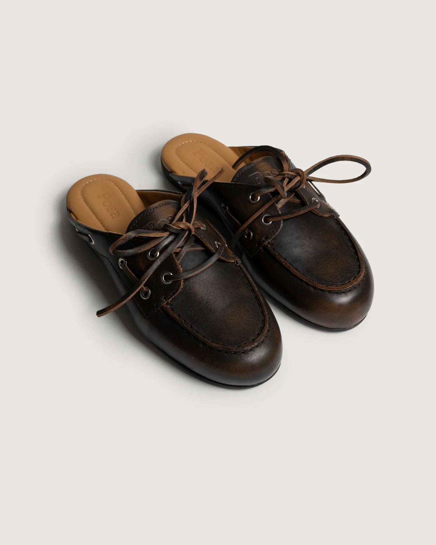 Boat Loafer Mule Leather coffee
