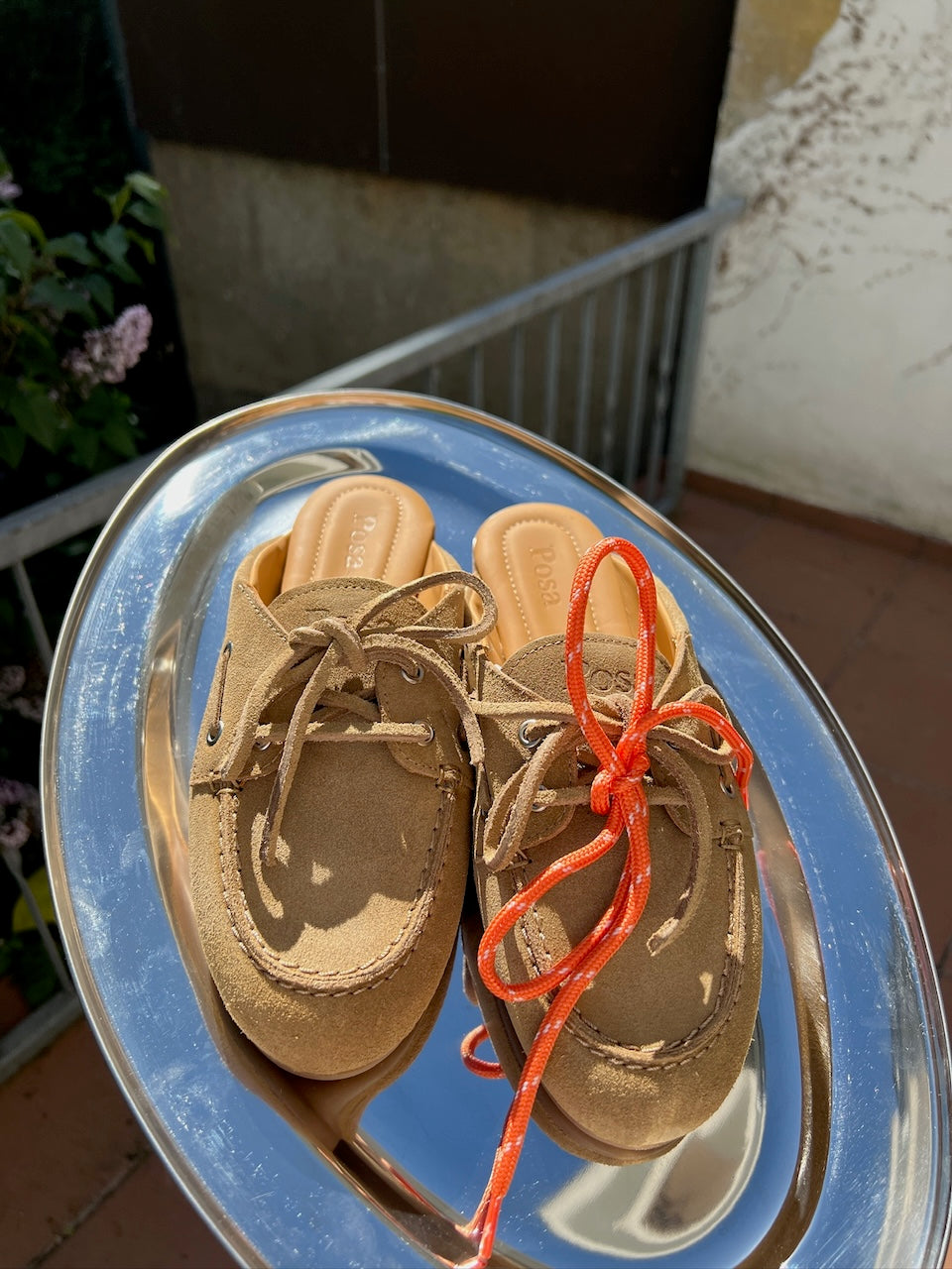Boat Loafer Mule Suede tan