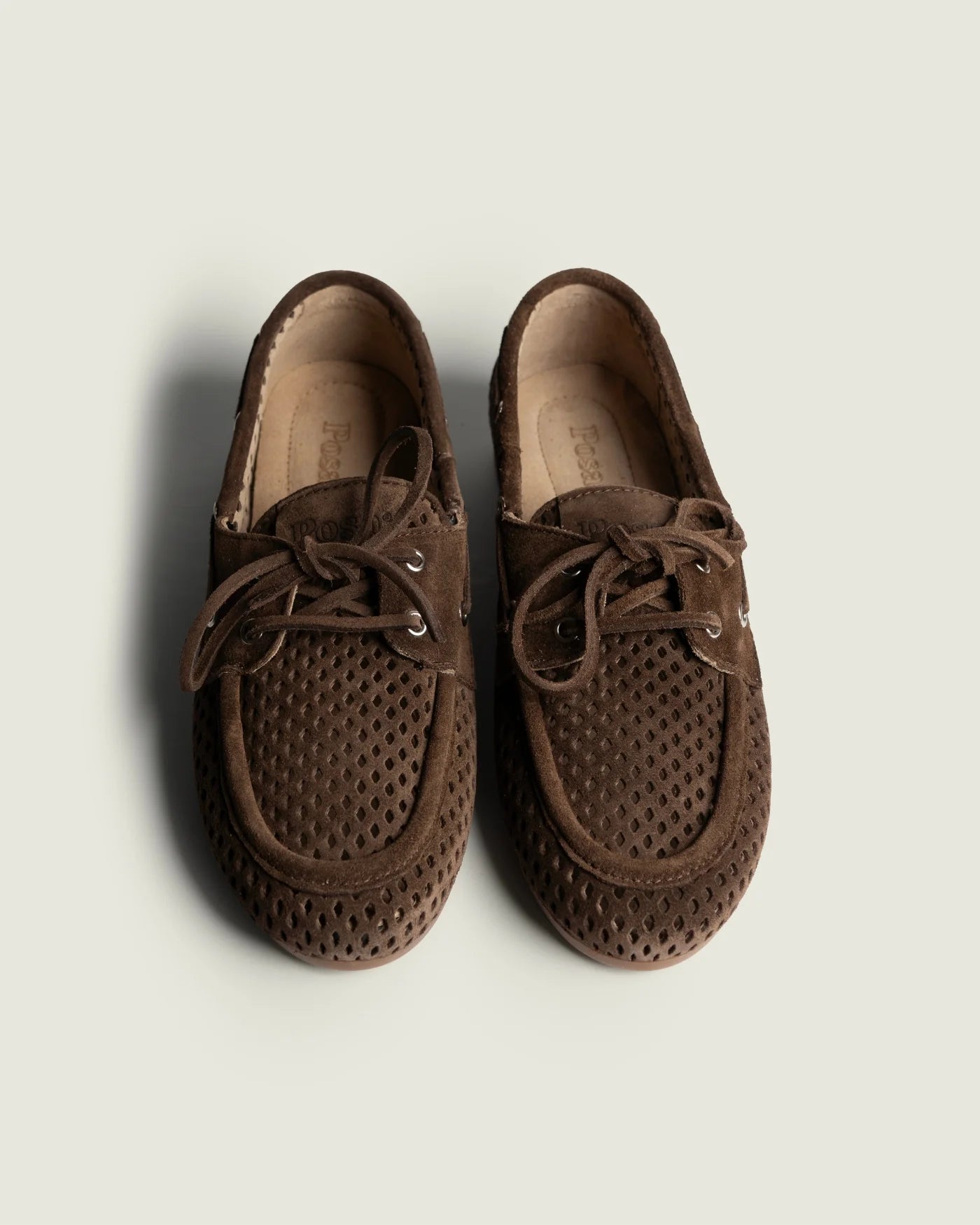 Boat Loafer Perforated Suede dark brown
