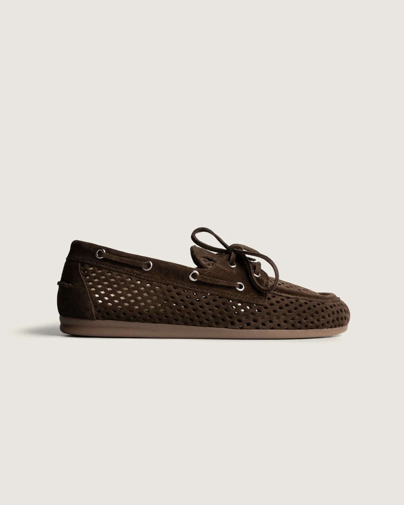 Boat Loafer Perforated Suede dark brown