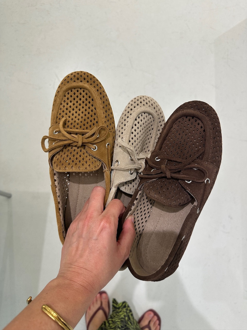 Boat Loafer Perforated Suede dark brown