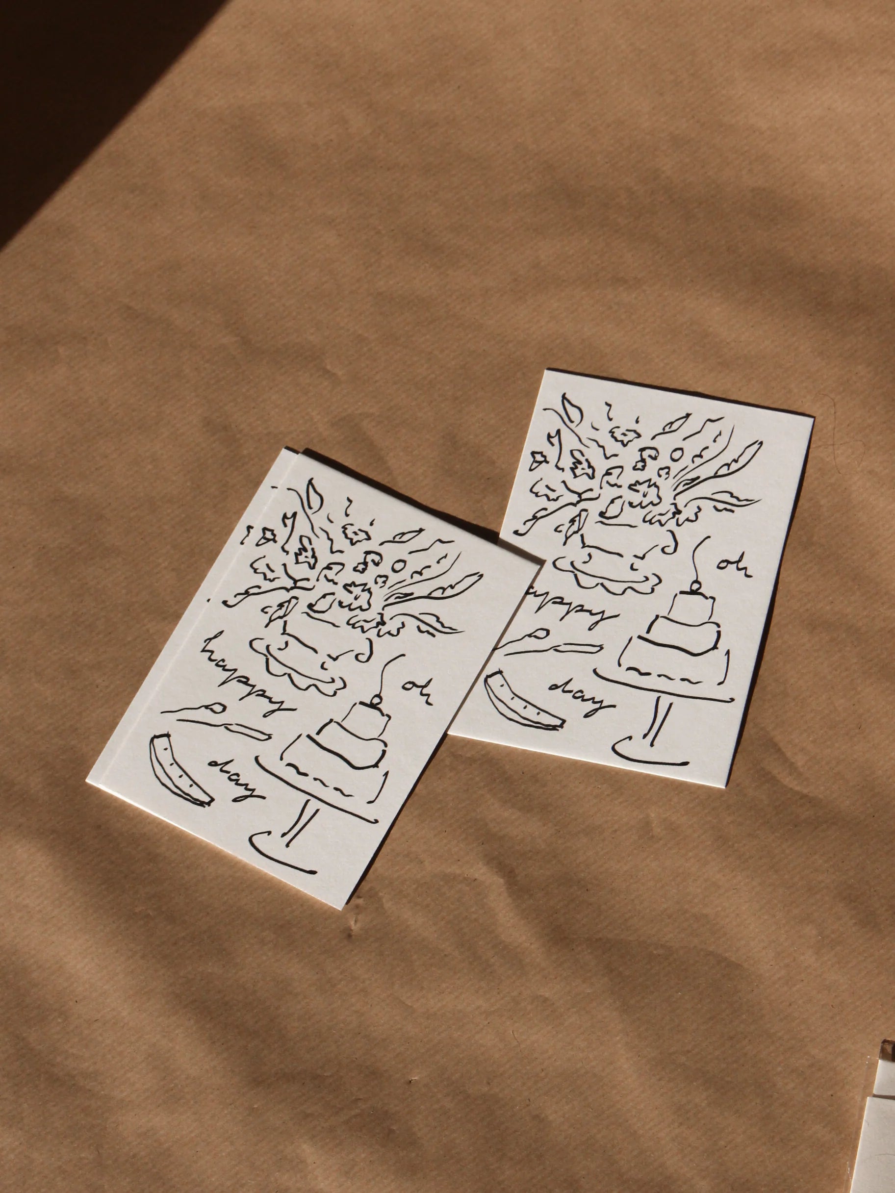 Postkarte 'Oh Happy Day' Blumen und Torte