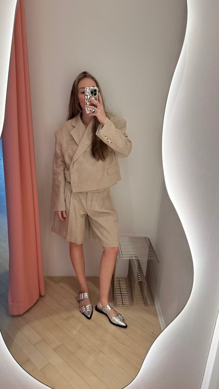 Symlo Oversized Crop Blazer tofu beige
