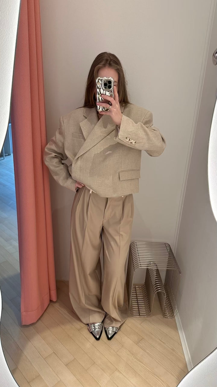 Symlo Oversized Crop Blazer tofu beige