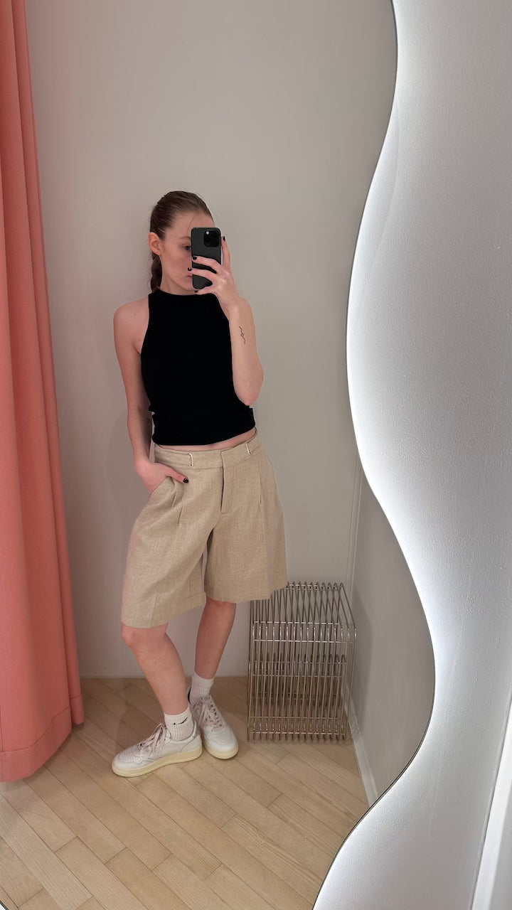 Tey Knotted Back Rib Top black