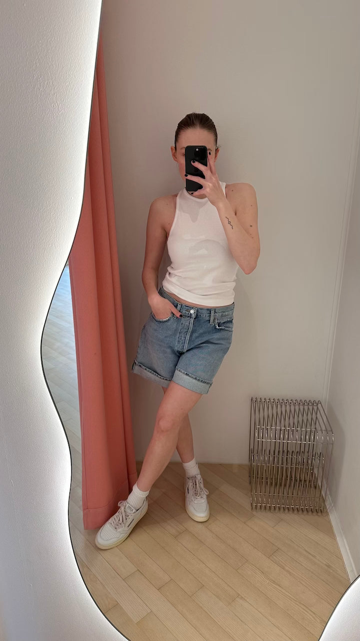 Tey Knotted Back Rib Top bright white