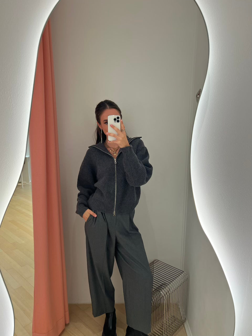 Noa Crop Pants Cashmere Touched Flannel castlerock