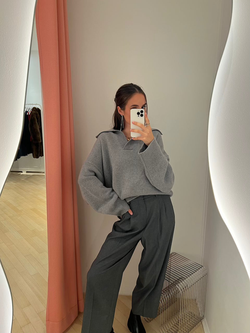 Noa Crop Pants Cashmere Touched Flannel castlerock