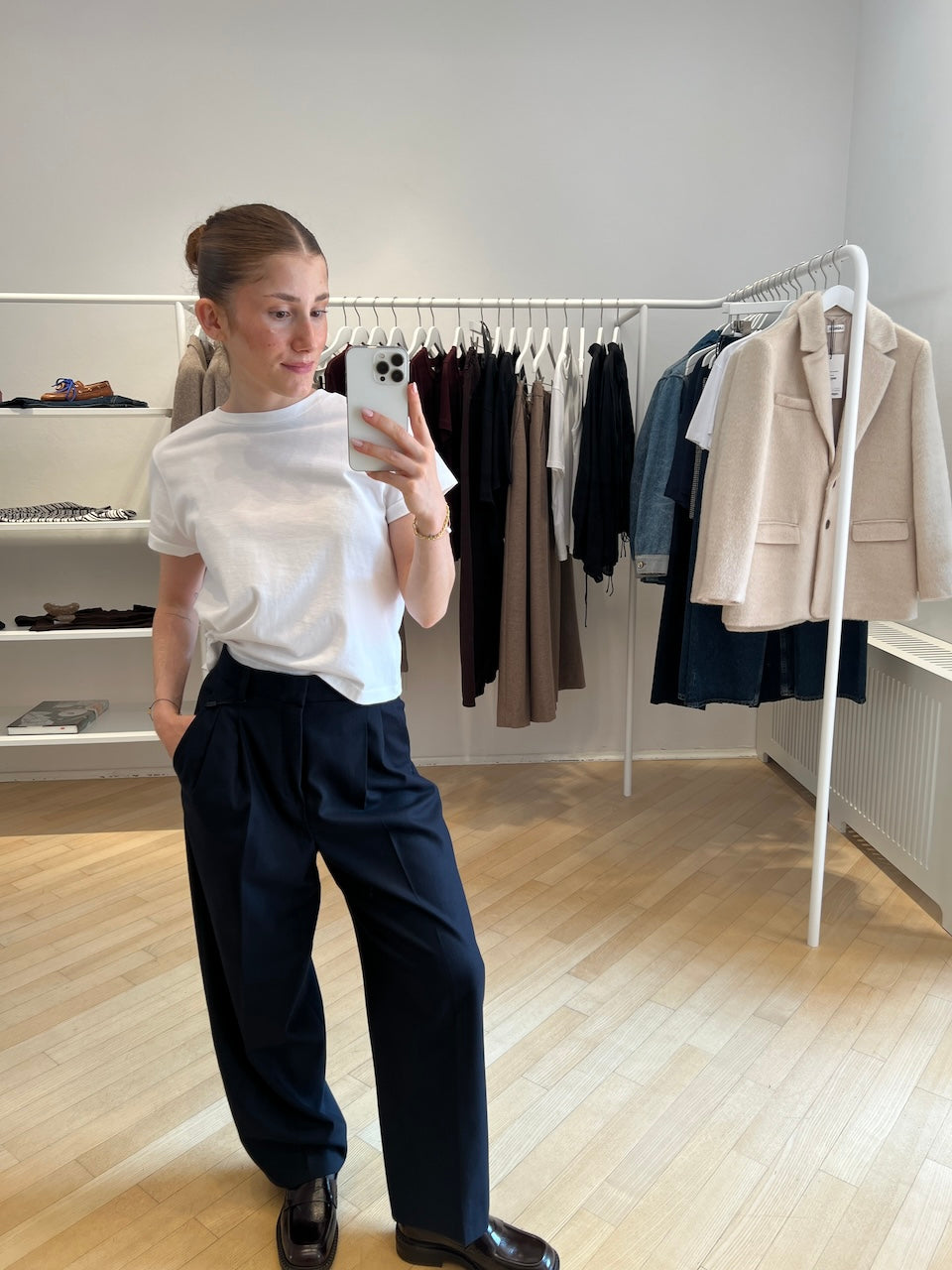 Noa Crop Pants Cashmere Touched Flannel marine
