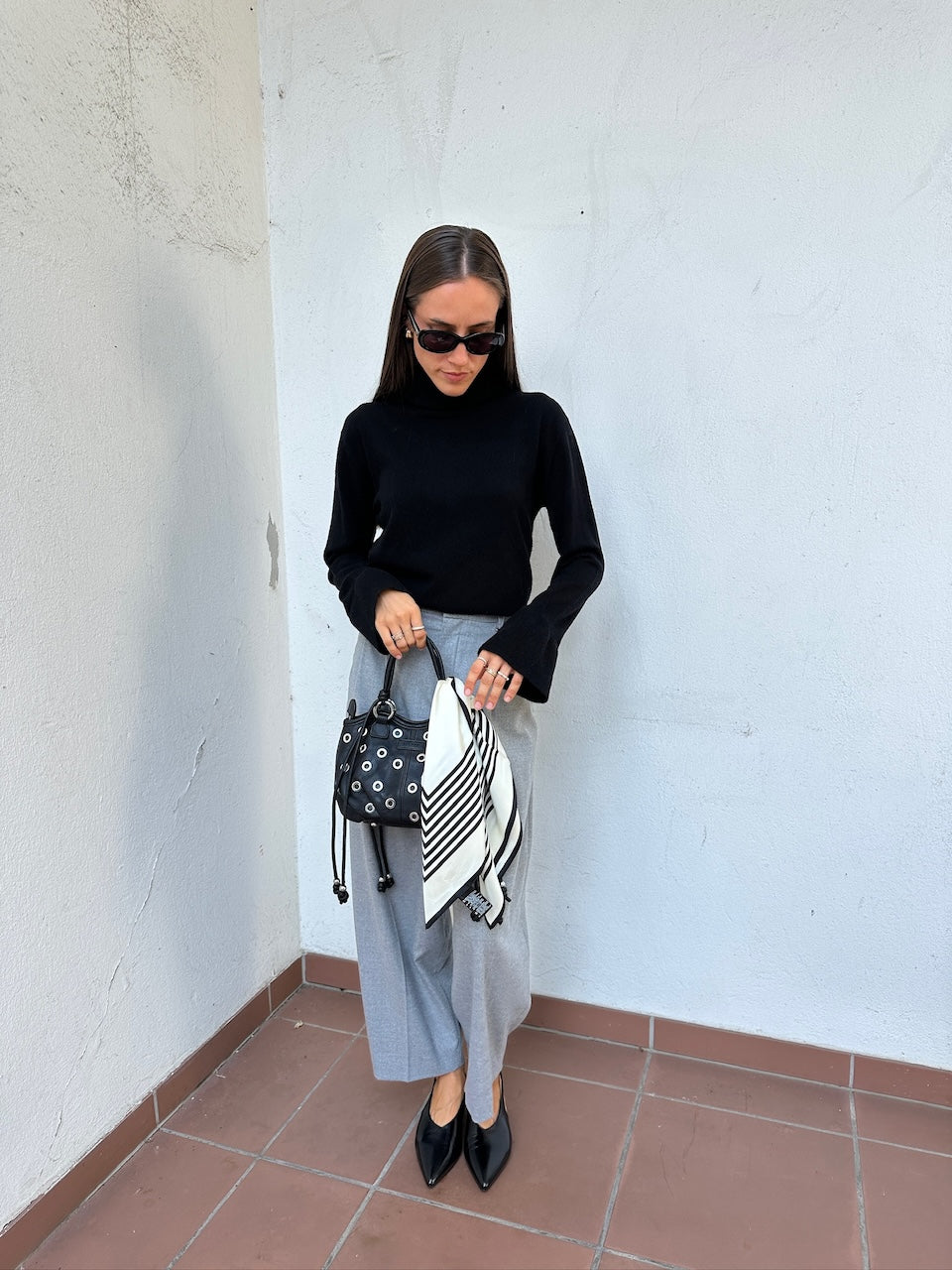 Noa Crop Pants Cashmere Touched Flannel marmorgrau