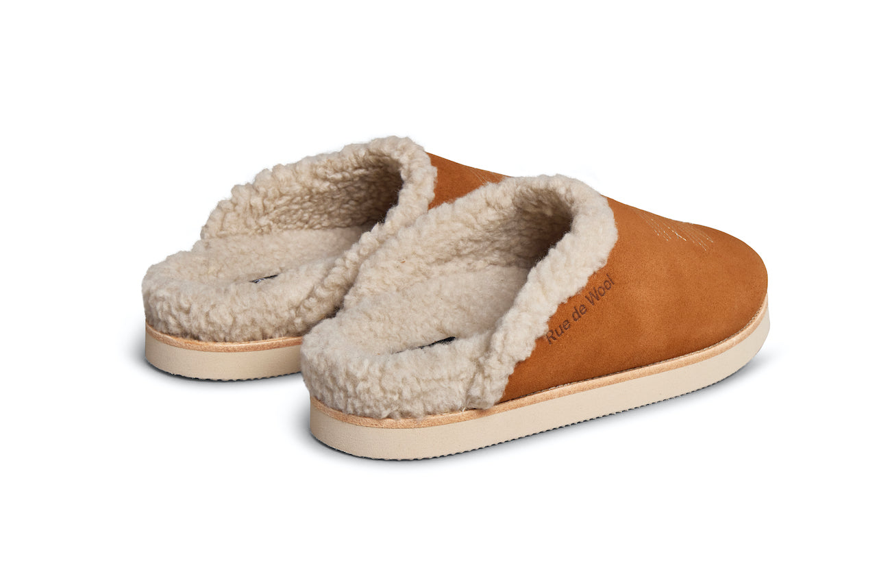 Mules embroidery cognac